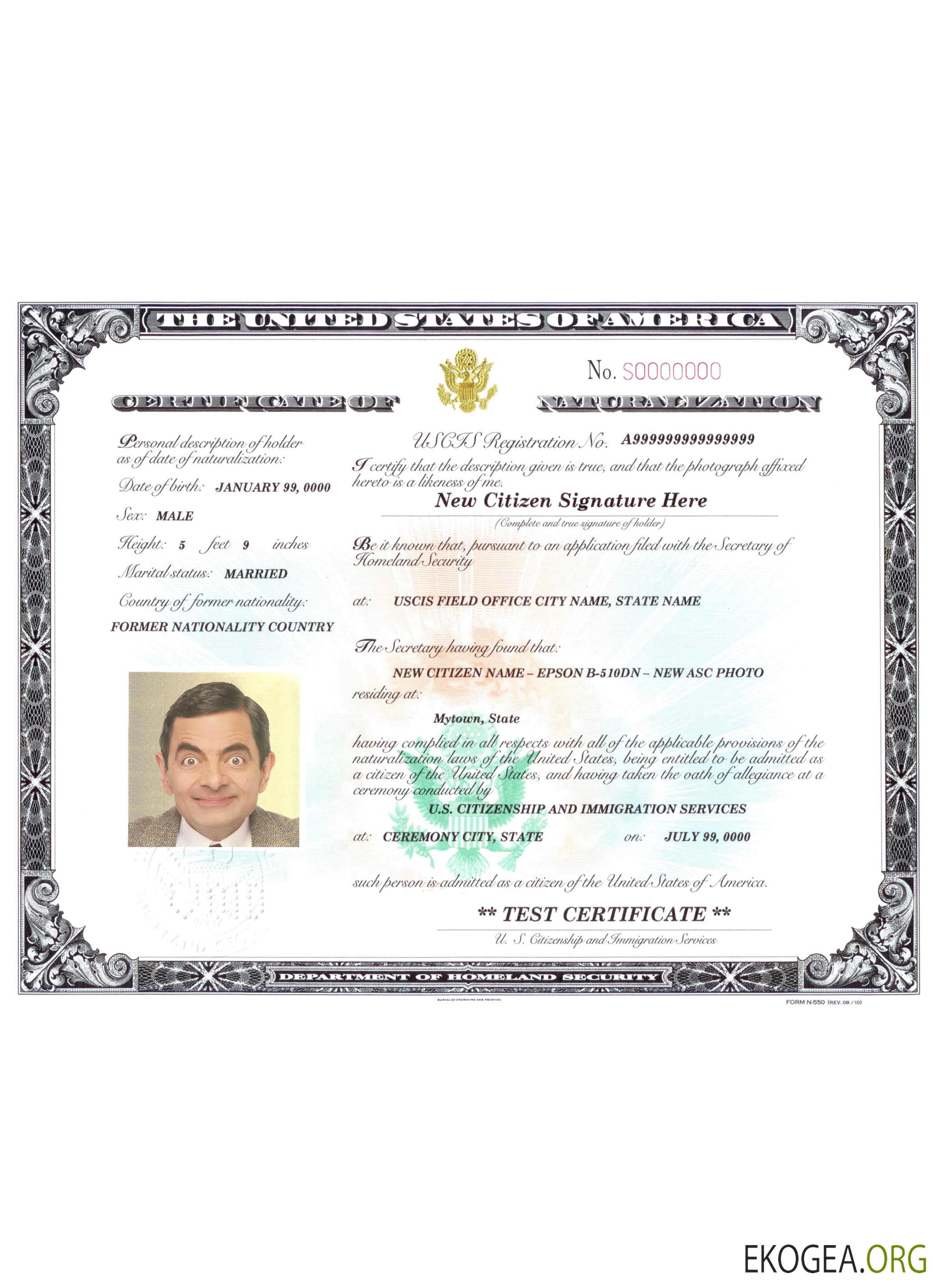 Certificat de naturalisation américain